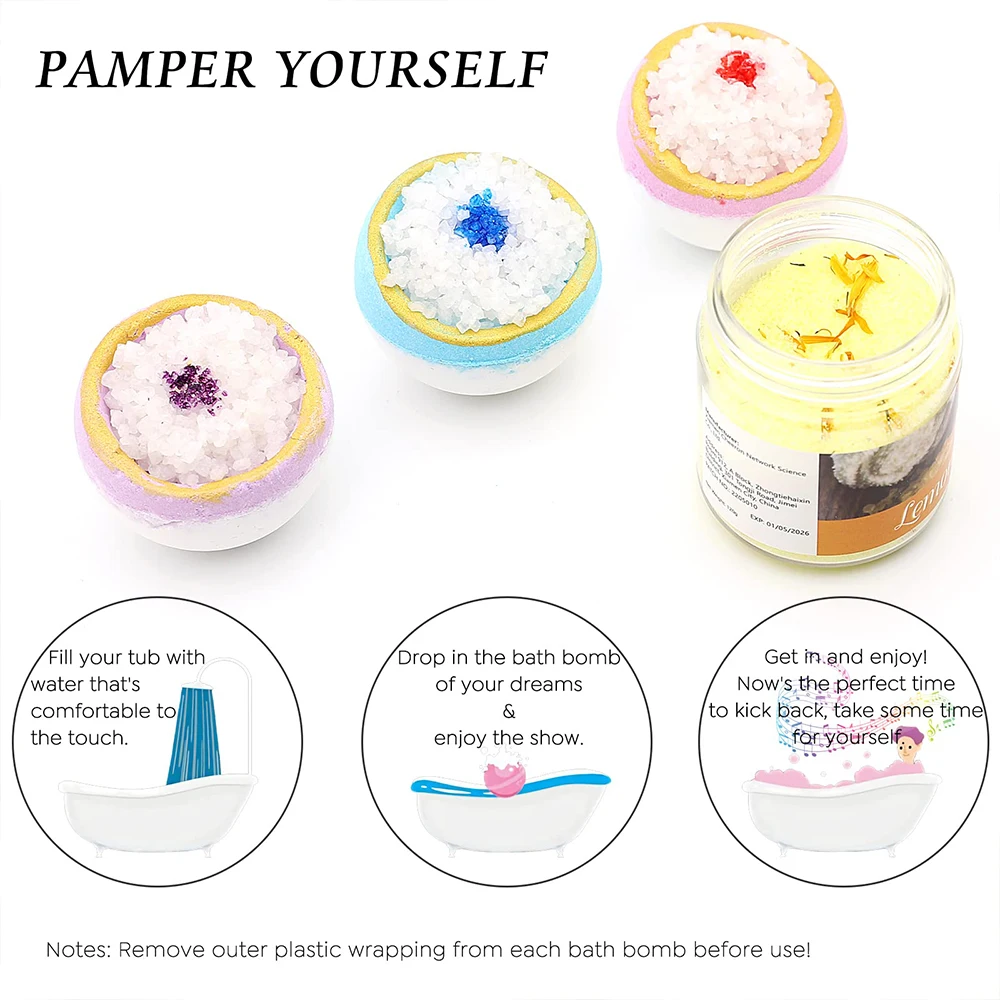 Confetti Packing Gem Stone Herbal Epsom Salt Bath Bomb For Made In