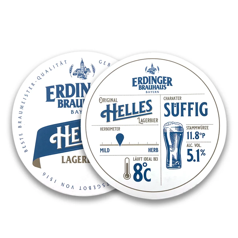 Customized Printed Personalized Cardboard With Logo Design Water Absorbent Office Hotel Tea Cup Beer Paper Coasters for Drinks