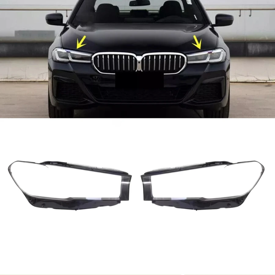 Tiypeor for BMW 5-Series G30 G38 2021 - 2023 Both Side Headlight Clear Transparent Lens Cover Head Lamp