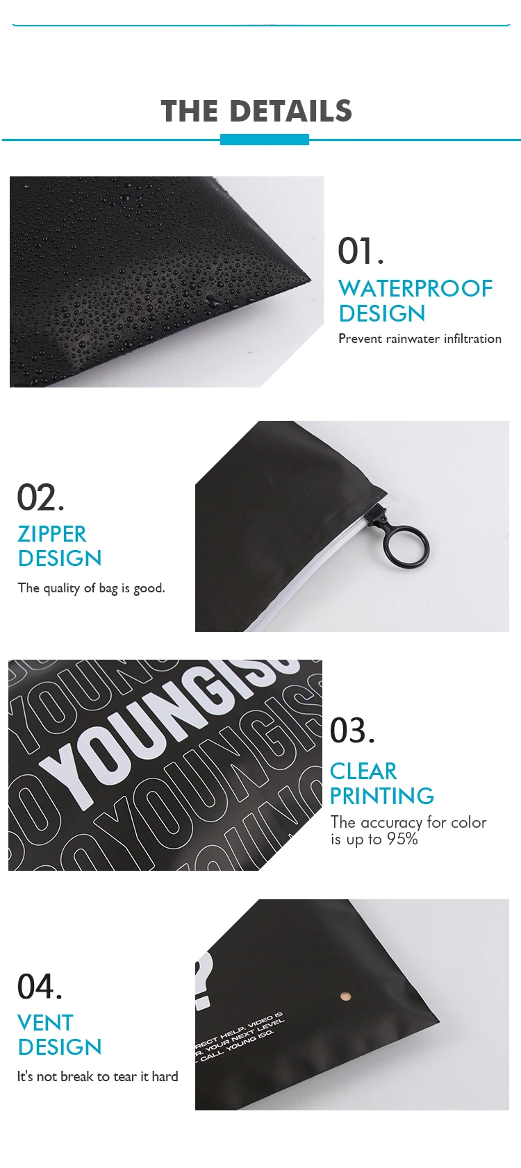 Custom Printed Logo CPE Plastic Slider Zipper Bags For Clothing Underwear T-Shirt Packaging