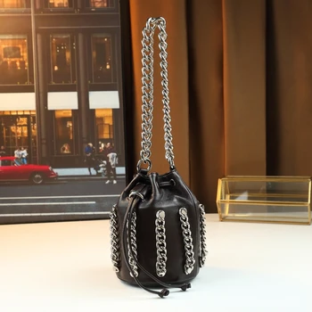 Fashion Drawstring Chain Design Crossbody Bag