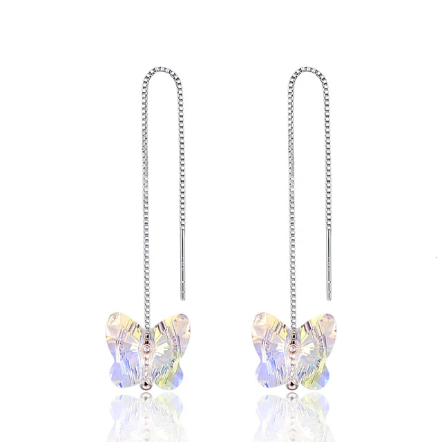 Hermosa  Austria Crystal Earrings Butterfly Beads Chain Piercing Dangle Earring  for Women  Jewelry Christmas gifts