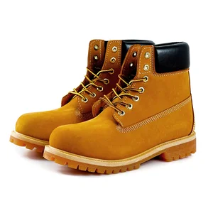 Luxury Designer's High-quality Classic Mid Heel Yellow Steel Waterproof Work Boots Autumn Winter Warm Outdoor High Top Leather