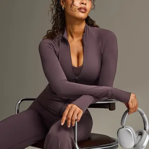 Sportswear Yoga Wear Women's Jacket Windproof Warm Yoga Top Slim Fit Sports Running Zipper Gym Fitness Clothes Workout Wholesale