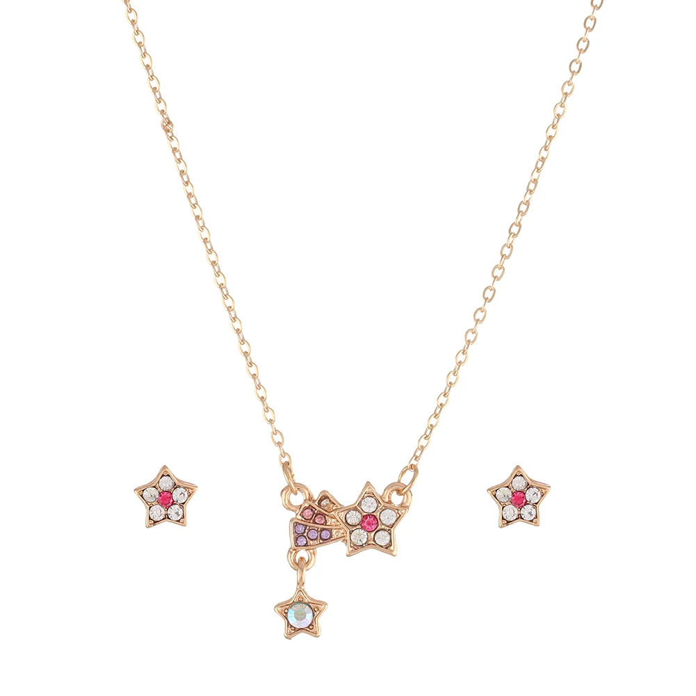 Children's Jewelry Set Cute Zinc Alloy Enamel Gold Plated Rainbow Star