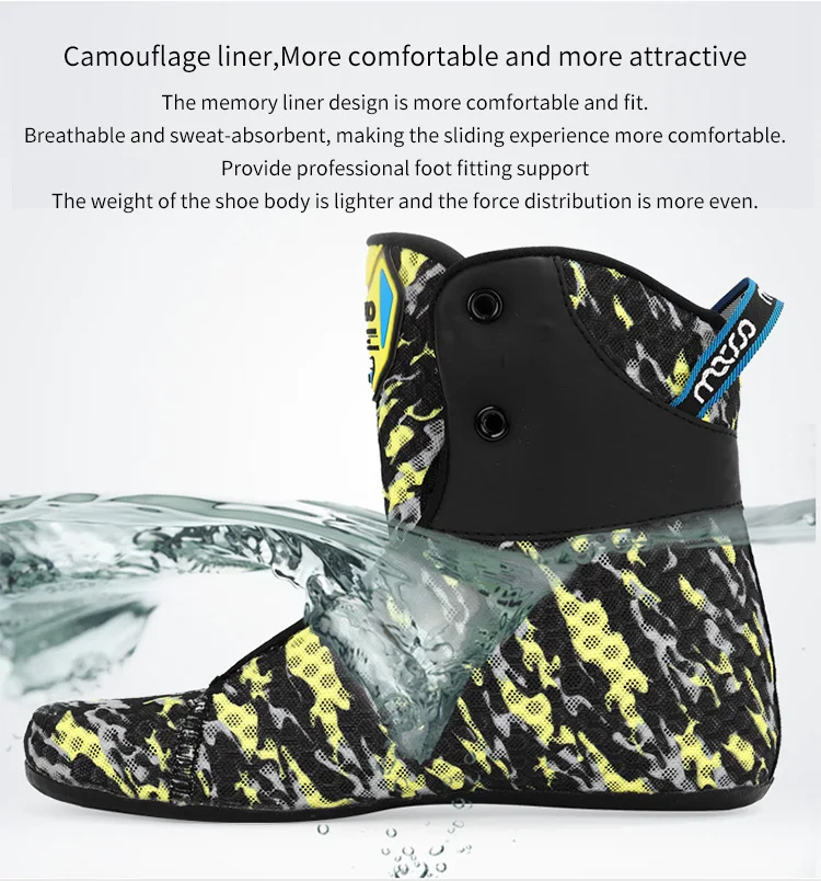 MACCO inline professional roller skate sport shoes for adult  HR1-yellow and black gear suit