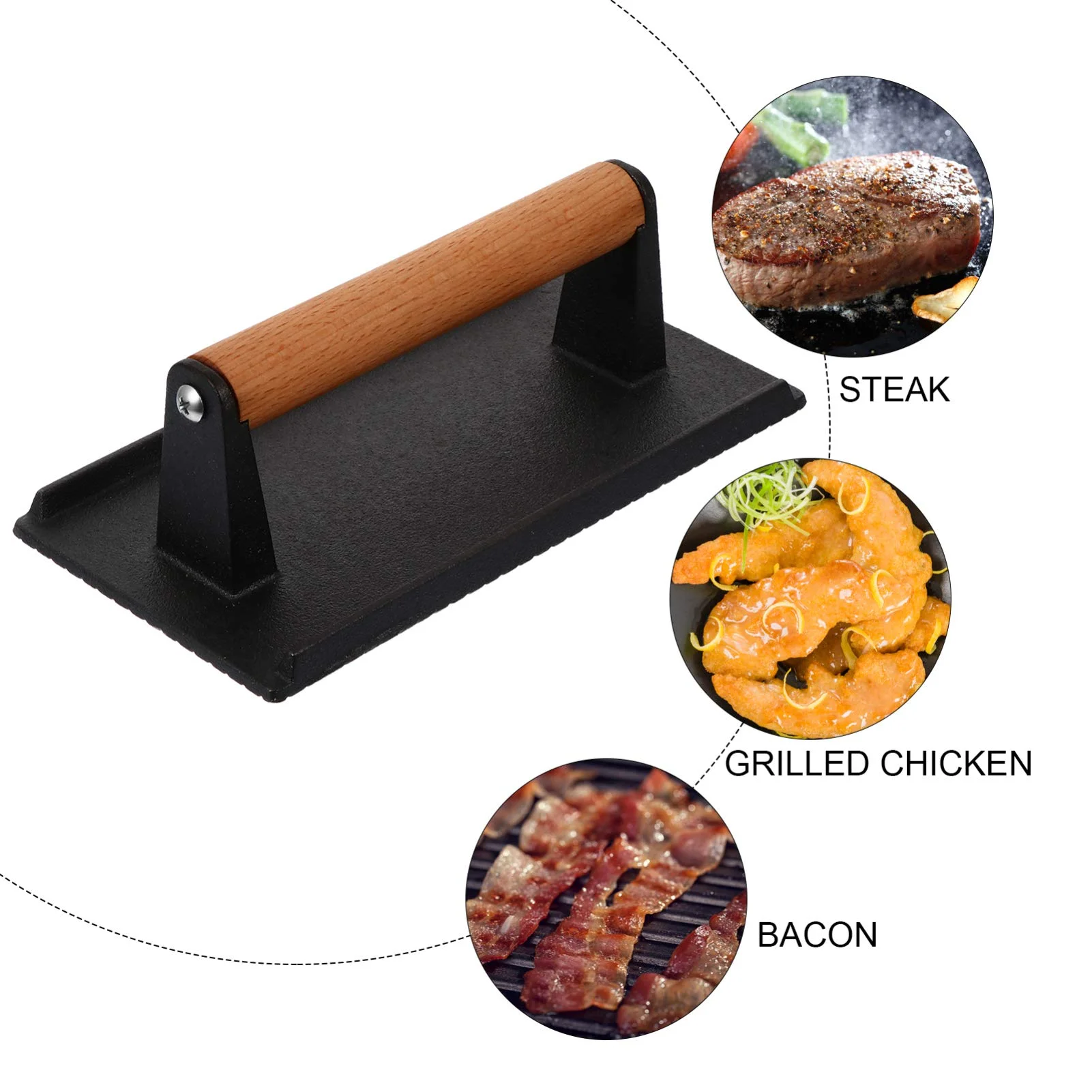 Kitchen Gadget 2024 New Arrivals Bbq Iron Meat Grill Press Bacon Press