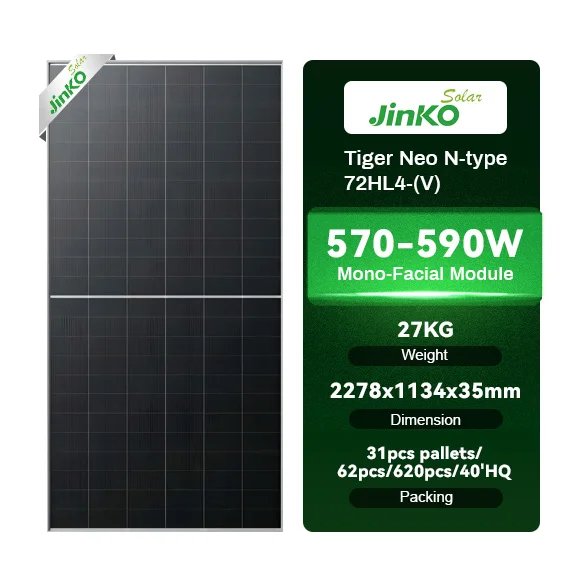 Jinko Tiger Neo 500W N-Type Topcon Solar Panels - 30-Year Warranty