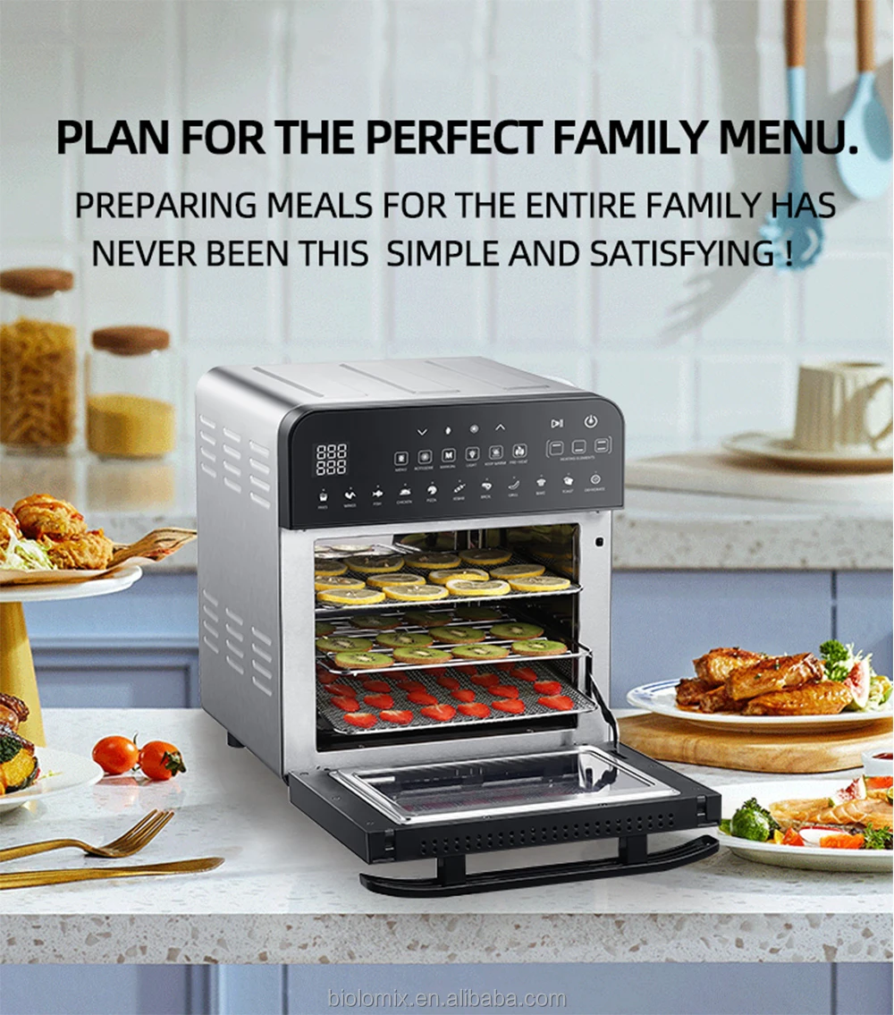 15L 4-In-1 Digital Air Fryer Rotisserie Dehydrator Convection Oven XL  Family Size, 8 Touch