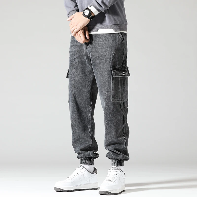 ANSZKTN Streetwear Men's Jeans Cargo Loose Denim Harem Pants ANSZKTN Streetwear Men's Jeans Cargo Loose Denim Harem Pants