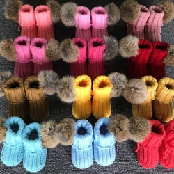 Различные цвета в наличии детская обувь кроличьи меховые шарики вязанные крючком детские туфли для девочек
