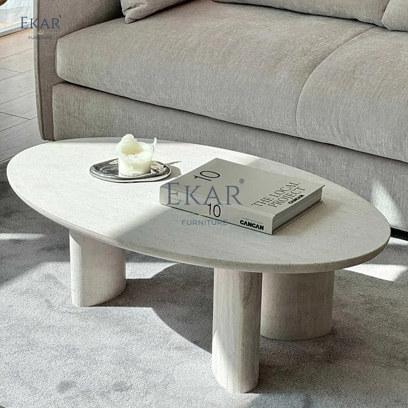 product modern oval coffee table with sleek metal frame for living room-62