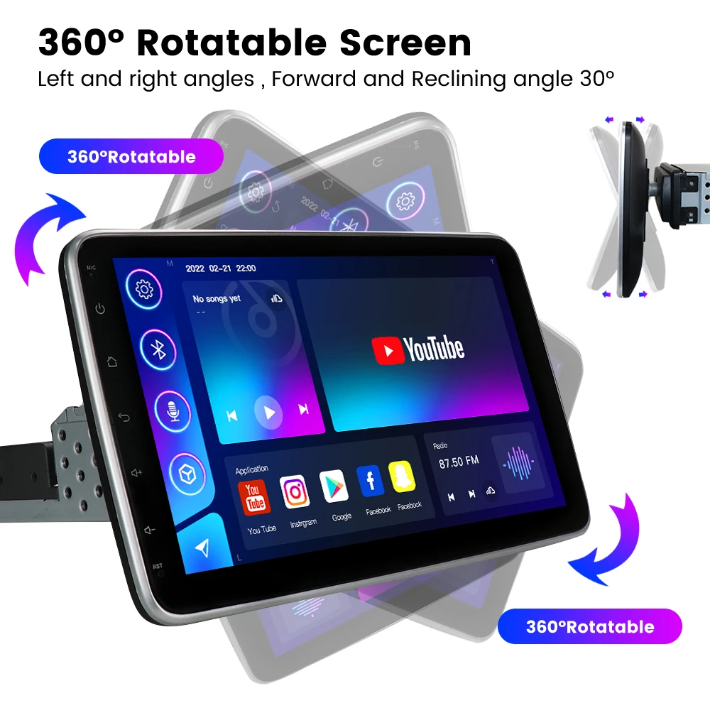 Android Navigation Double Din 10 "universal Machine 180 Degrees Rotating Car Stereo Carplay Gps Car Navigator