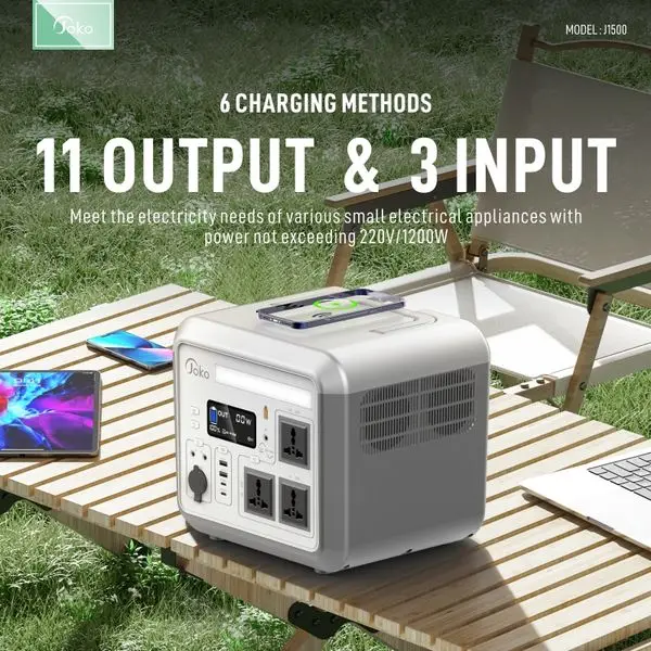 JOKO 2025 Portable 1500W Power Station with Wireless Charging