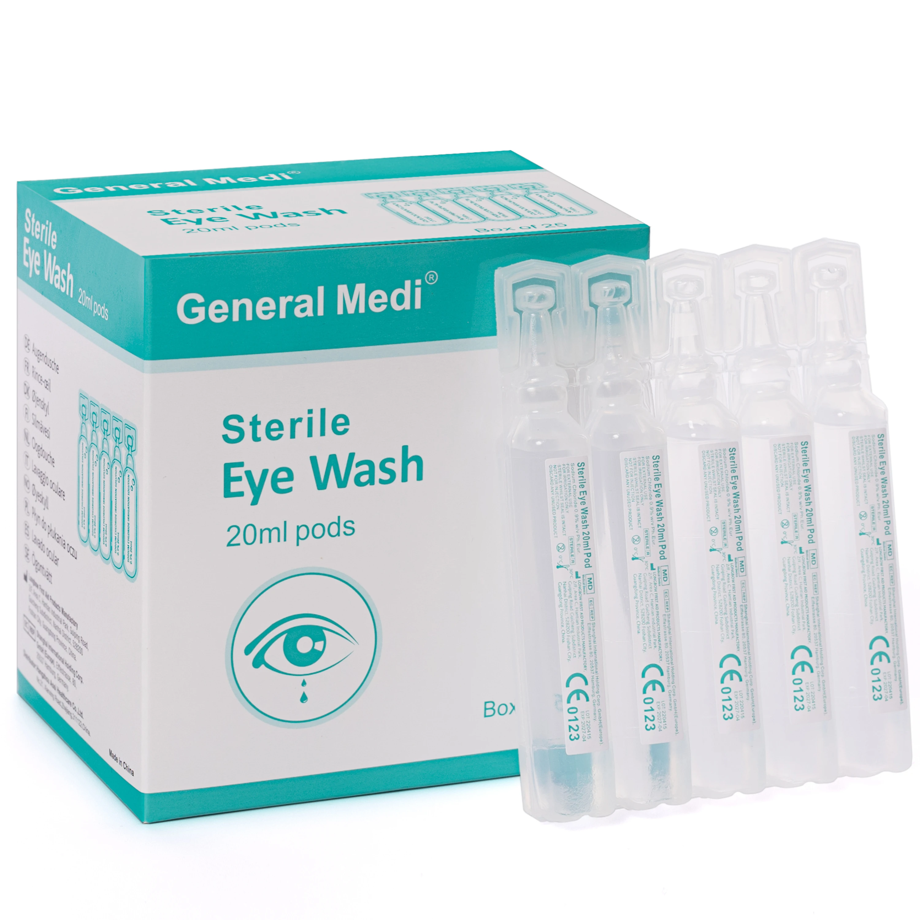 25pack 20ml Normal Eye Wash Sterile Saline Solution Bacteriostatic