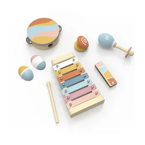 Unisex Montessori Educational Pretend Play Set Nontoxic Wood Music Set Home Use Safety Toy for Kids Aged 2 to 4 Years