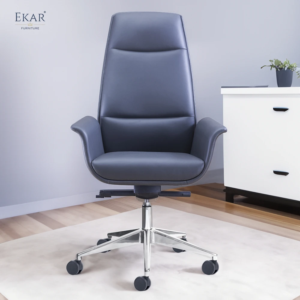 Italian Imported Top-Grain Leather Executive Office Chair - Premium Ergonomic Design factory