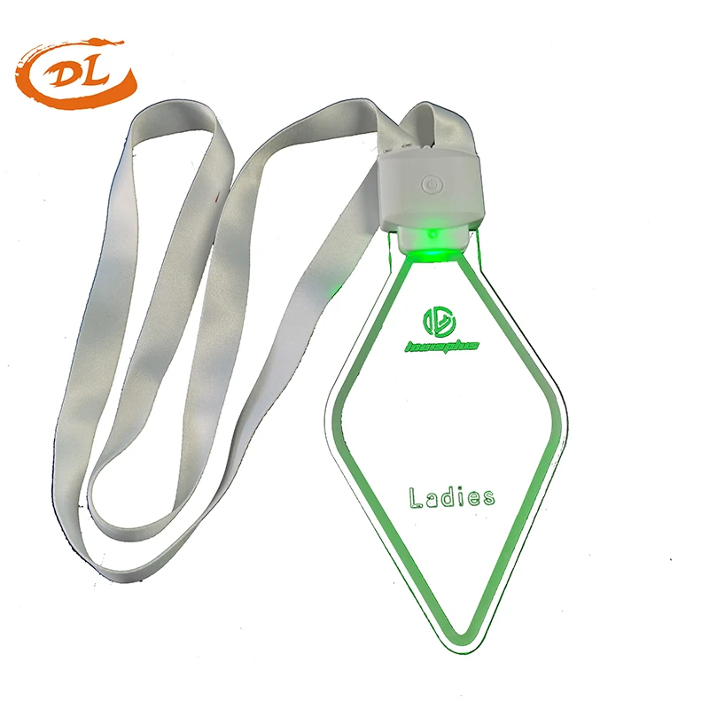 Custom Crystal Acrylic Led Light up ID Card Holder Lanyard With Plastic Holder