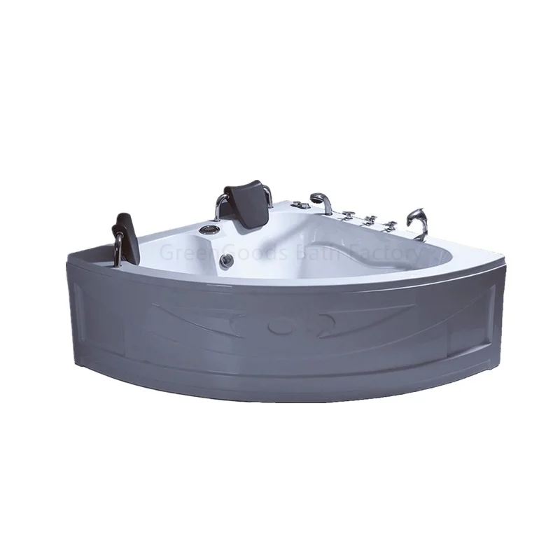 CE Hotel Dealer European Style Heart Shaped 150cm Big Size Skirt Bath Spa Double Whirlpool Bathtub for Couple in the Corner