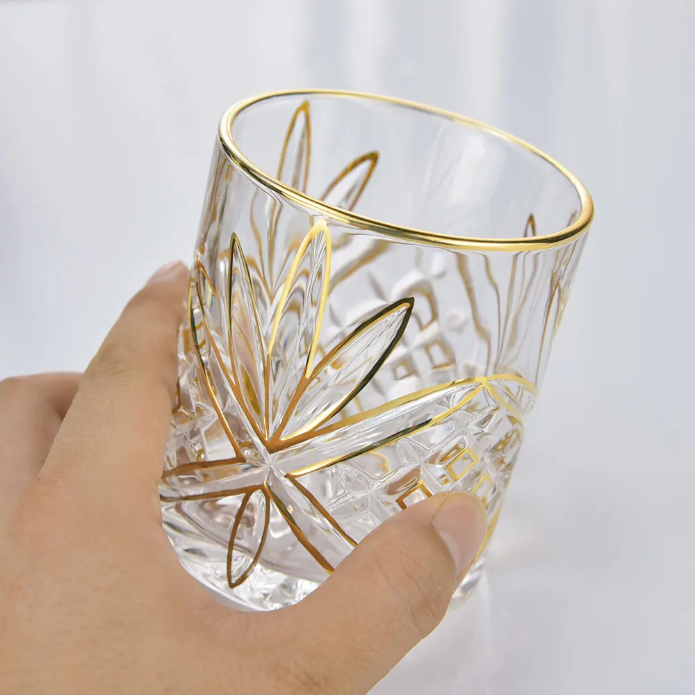 300ml 330ml Luxury Elegant Embossing Thickened Pasabahce Custom Glass Crystal Wine Glass Cup Whisky Spirit Shot Glass