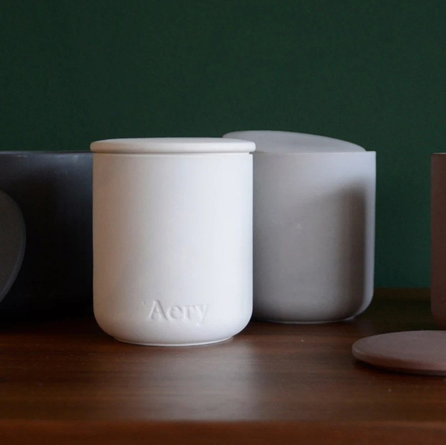Refined Scented Concrete White Blue Small Pink Matte Handmade Nordic Style Easter Clay Ceramic Candle Jars Lid with Custom Logo