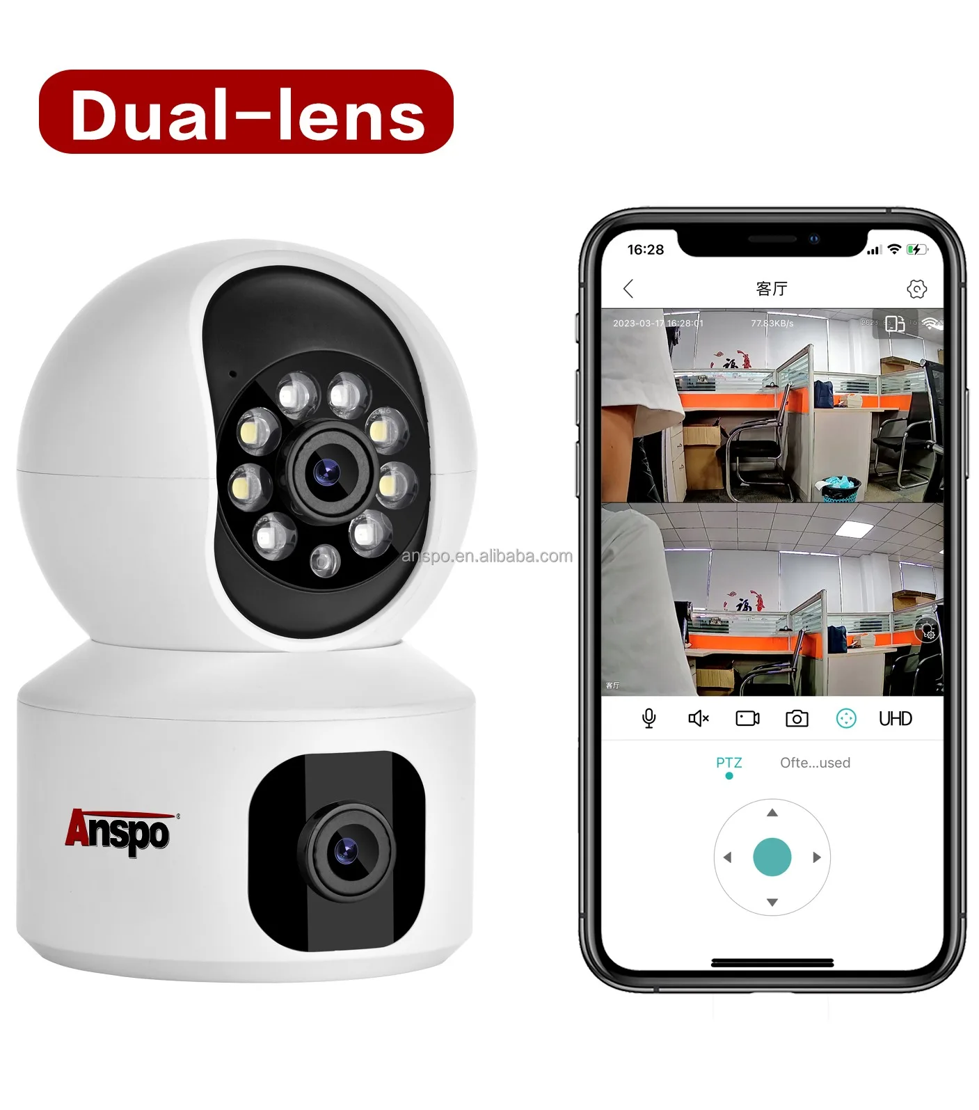 Dual Lens Ptz Wifi Camera Icsee Wireless Network Camera 2mp Cctv ...