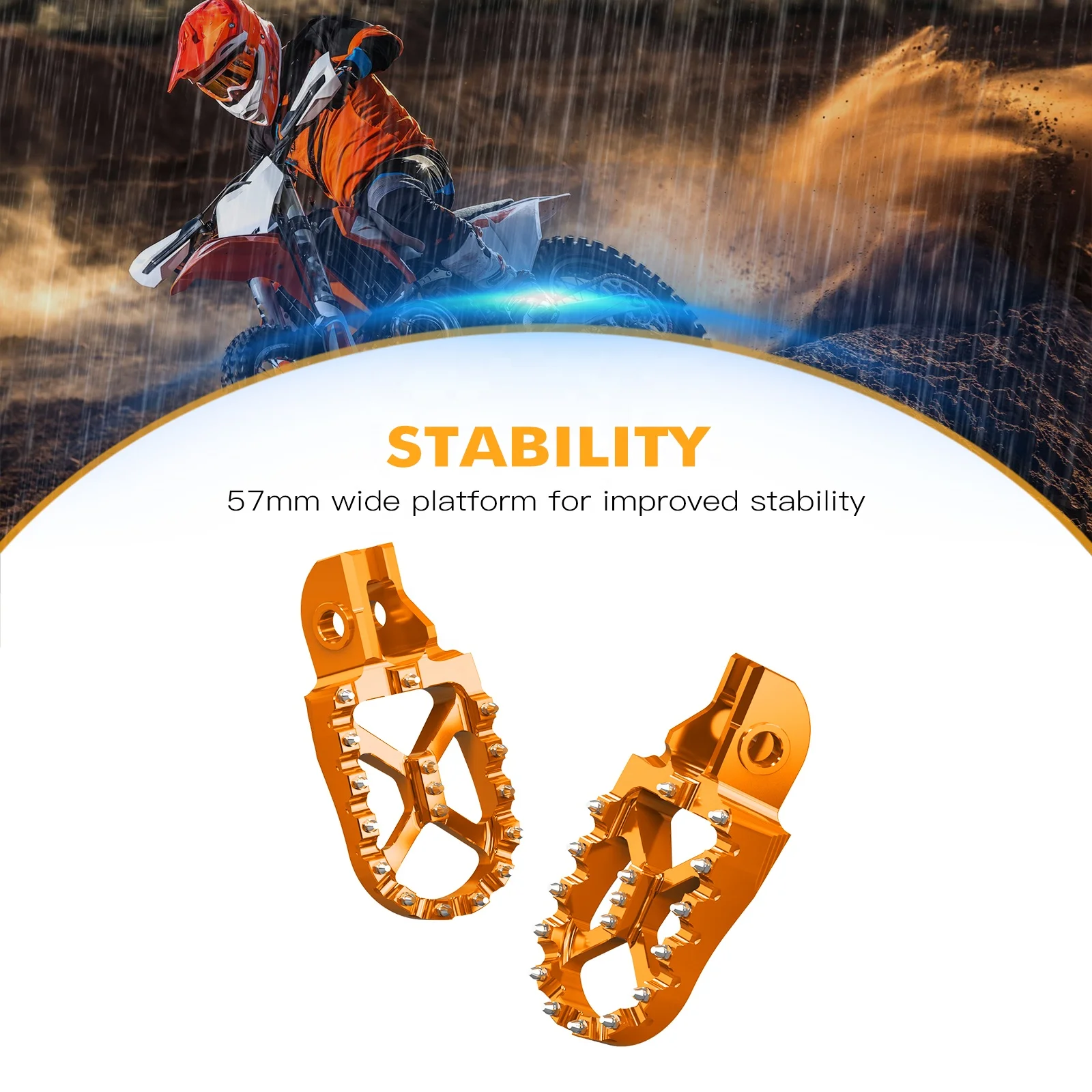NiceCNC Forged Wide Foot Pegs For KTM 125-500 XC SXF EXC 2017-2022 - 62mm Wide