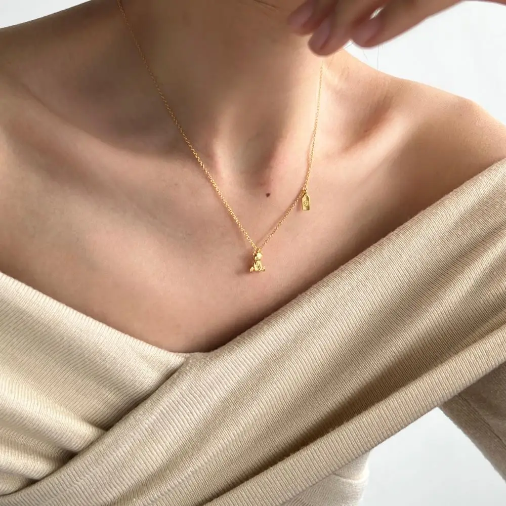 KAKODIY Fashion Luxury Fashion 925 Sterling Silver Jewelry 18K Gold Plated Pendant Bear Necklace detail 5