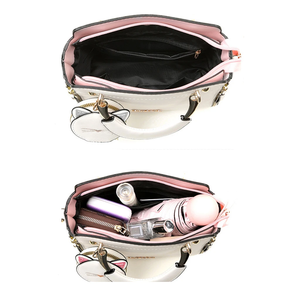 KBW258 Female Solid Color Single Shoulder Crossbody Women Bag Cat Pattern Tide Fashion PU Leather Women Tote Bag Ladies Handbag