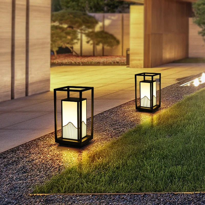 چراغ چمن ال ای دی بیرونی ضدآب آلومینیومی مربعی با بدنه آکریلیک، نورپردازی باغ ویلا، منظرهسازی، پارک و حیاط ذوزنقهای برای