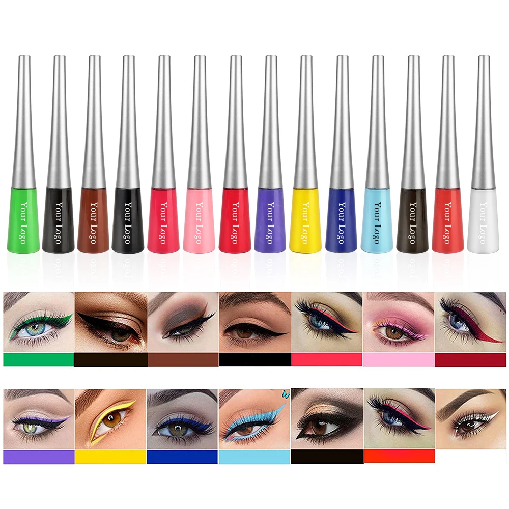 Amazon Горячая продажа жидкая подводка для глаз частная этикетка Водонепроницаемая быстросохнущая без пятен жидкая 14 видов цветов Подводка для глаз