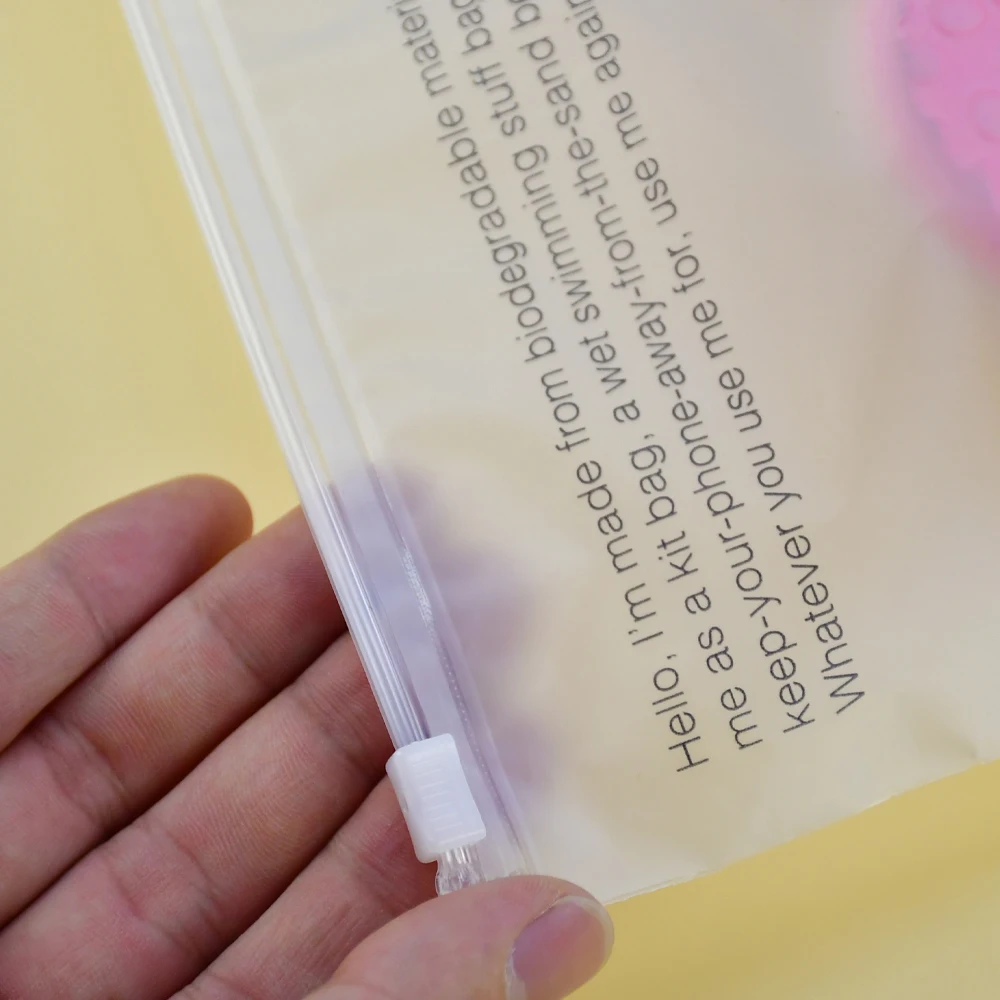 Custom zip bag D2W Certificate biodegradable plastic bags water proof slider ziplock bags with logo details