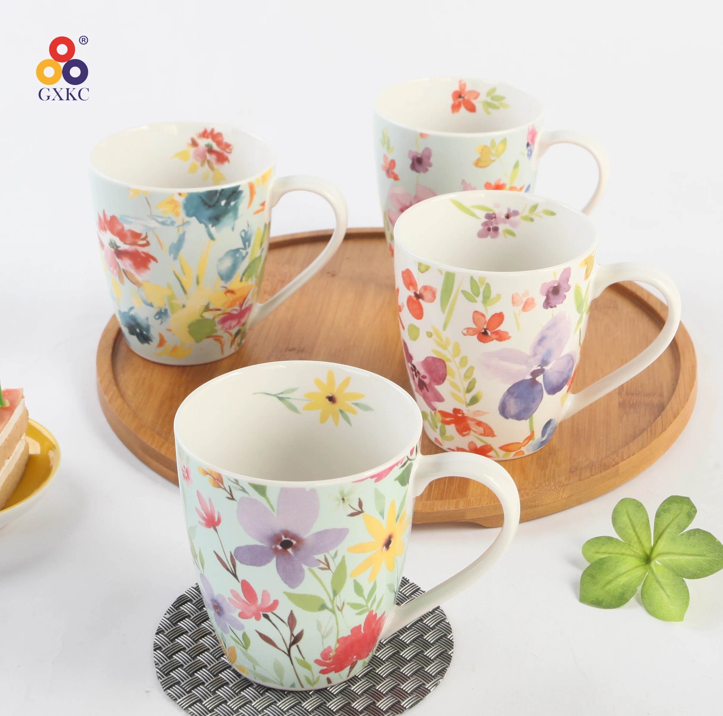Wholesale 13OZ ceramic porcelain new bone china coffee mugs set of with  handle cups for latte and hot tea with multi-color