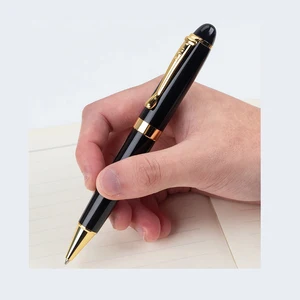 Luxury Heavy Custom Laser Logo or Print Logo Fat Big Black Executive Metal Ball Pen as VIP Business Gift