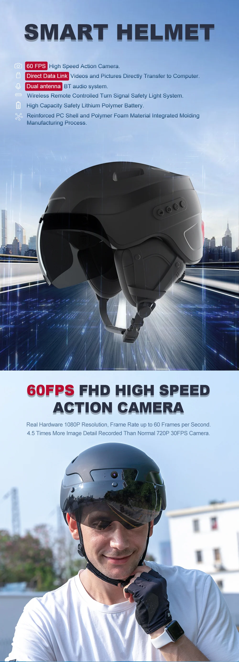 Speaker Headset Bicycle Smart Motorcycle Helmet Camera Intelligent