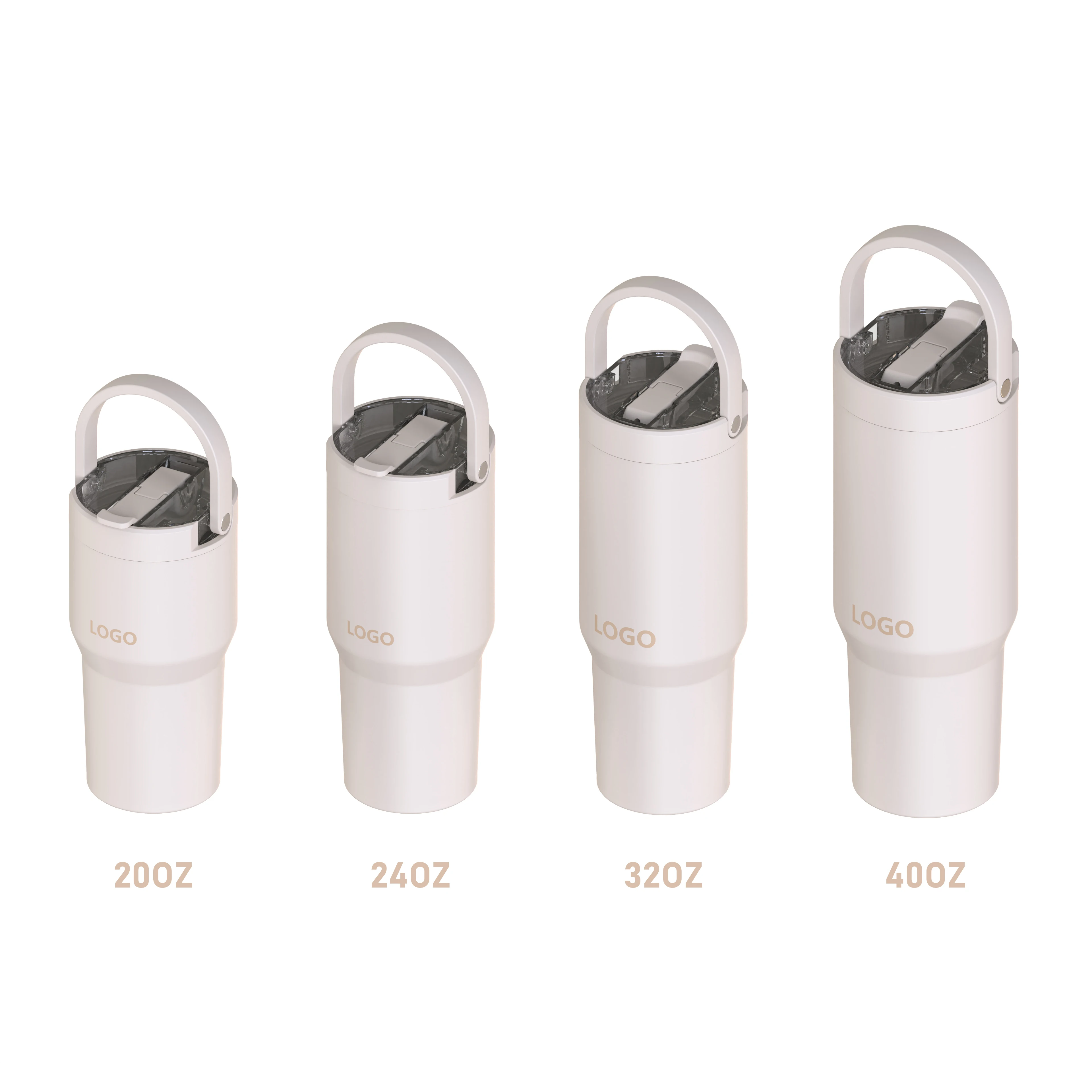 Customized 20oz 24oz 32oz 40oz Tumbler Stainless Steel Double Wall Vacuum Insulated Portable Travel Mug with logo Handle Straw