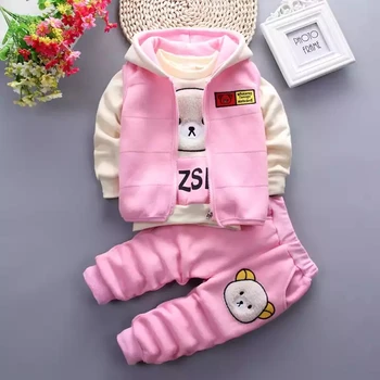 3pcs baby hooded vest sweatshirt trousers toddler infant children clothes thicken boy's clothing sets kid suit autumn winter