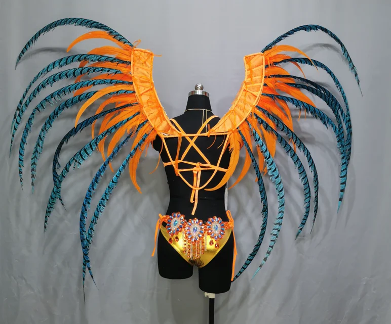High Quality Handmade Samba Rio Carnival Wire Bra+panty+feather ...