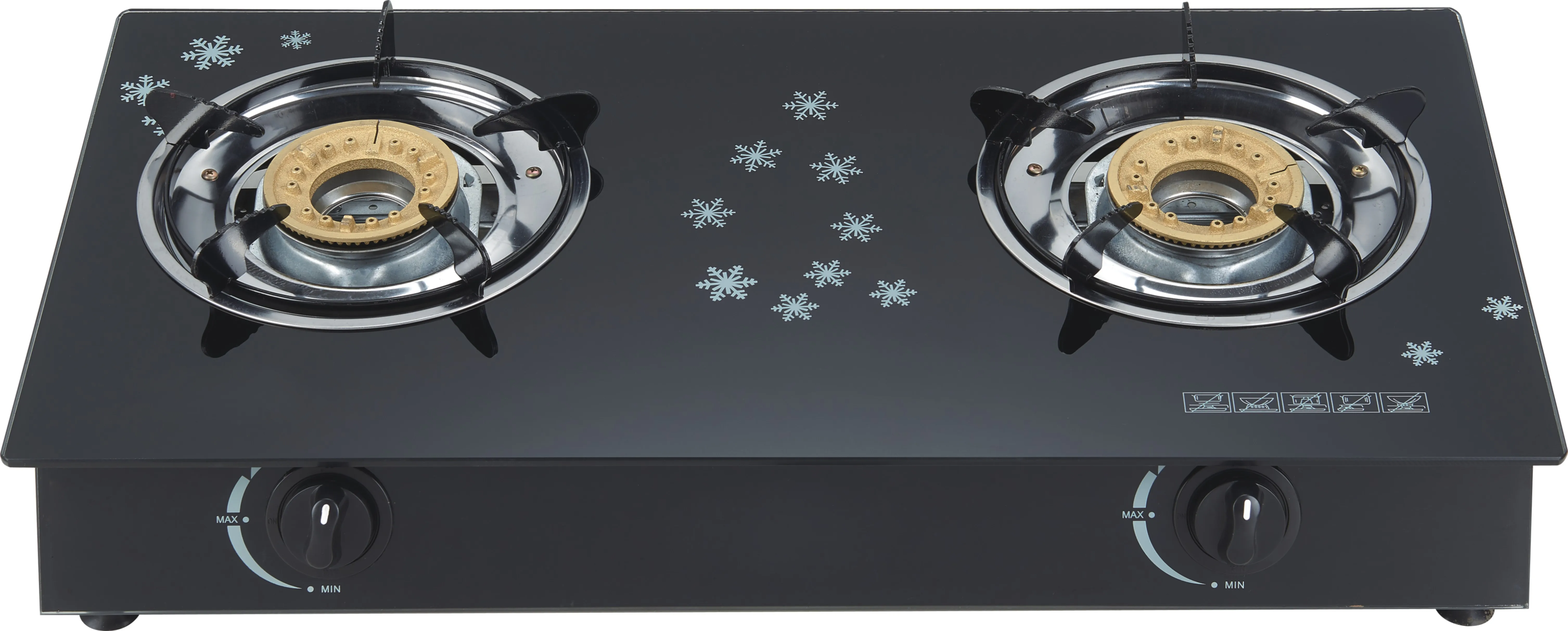 Jiada Hot Selling Cooking Appliances Counter Top Table Gas Stove 2 Burners Tampered Glass Gas