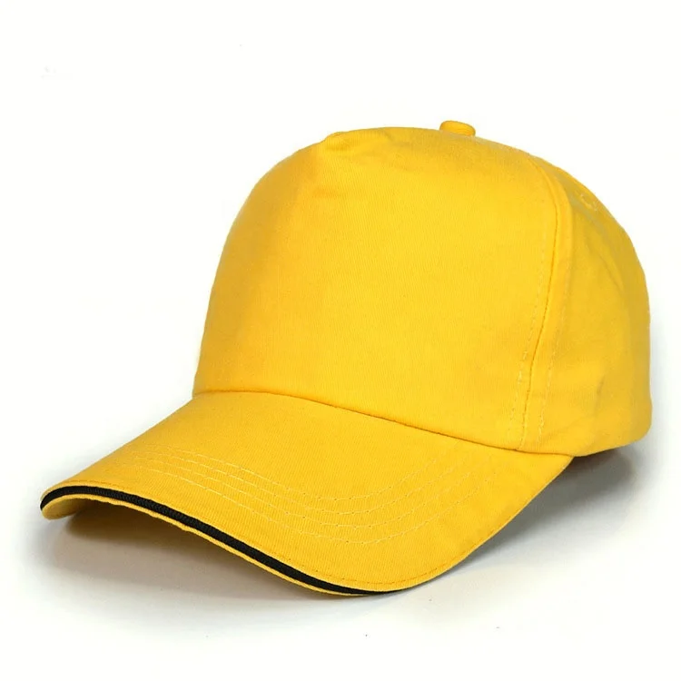 summer yellow la baseball cap 5 panels boy cap heavy brushed
