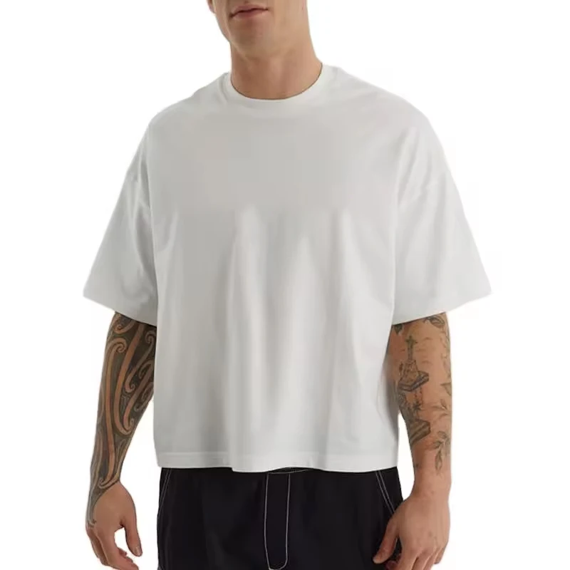 Boxy Hip Hop 250 Gsm Drop Graphic Heavyweight Tshirts Luxury Blank Heavy Cotton Custom Streetwear Oversized T-shirt for Men
