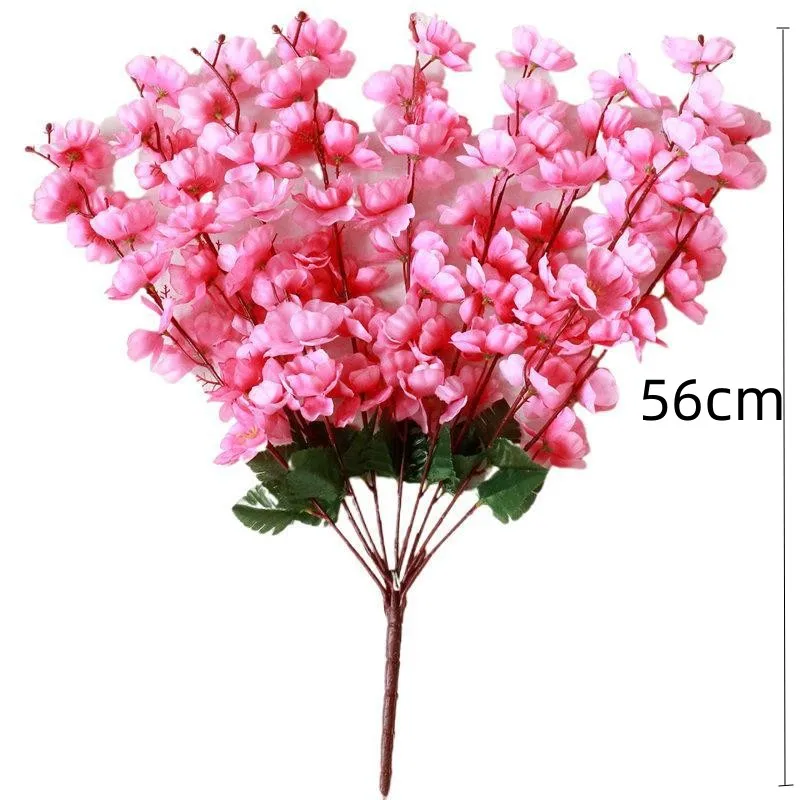 Artificial Cherry Blossom Flower Branches Faux Silk Peach Blossom For