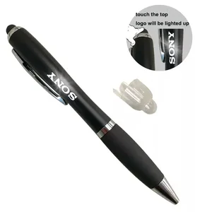 High Quality Promotional Custom Laser Logo LED Light up Logo Pen Stylus Touch Screen Pen