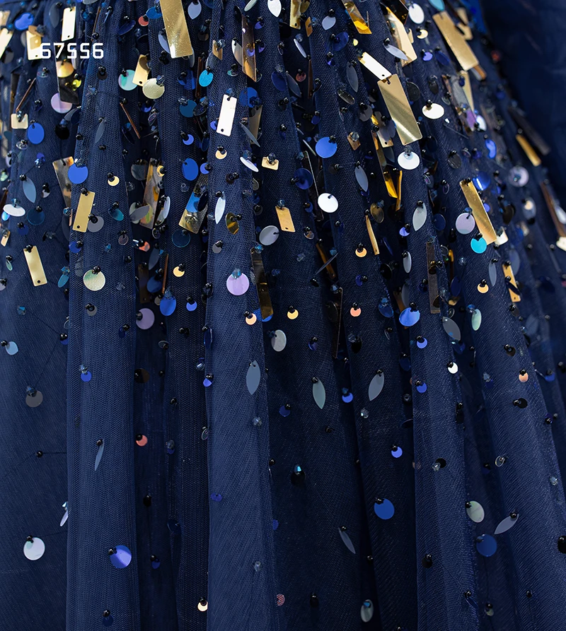 RSM67556 Evening Dresses with Blue Sequins - Elegant Prom