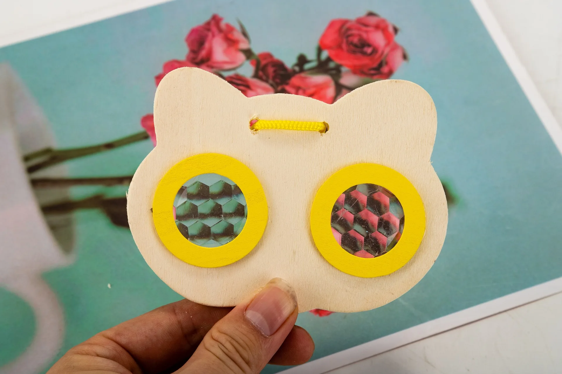 Детские Мультяшные деревянные калейдоскопические очки «сделай сам» для