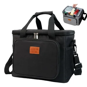 Custom Logo 600D Oxford Lunch Cooler Bag Insulated for Office Travel Picnic Thermal Bag Soft Tote Cooler Box With Shoulder Strap