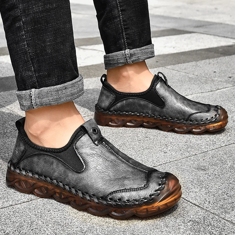 New Men Slip-on Moccasin Driving Shoes casual black shoe Classic handmade top quality Italian leather driving shoes men
