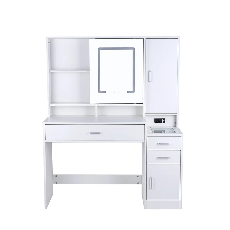 High Efficiency  White Moveable Mirror and Lights 3 Color Lighting Modes  Dressing Table with Drawers for Bedroom