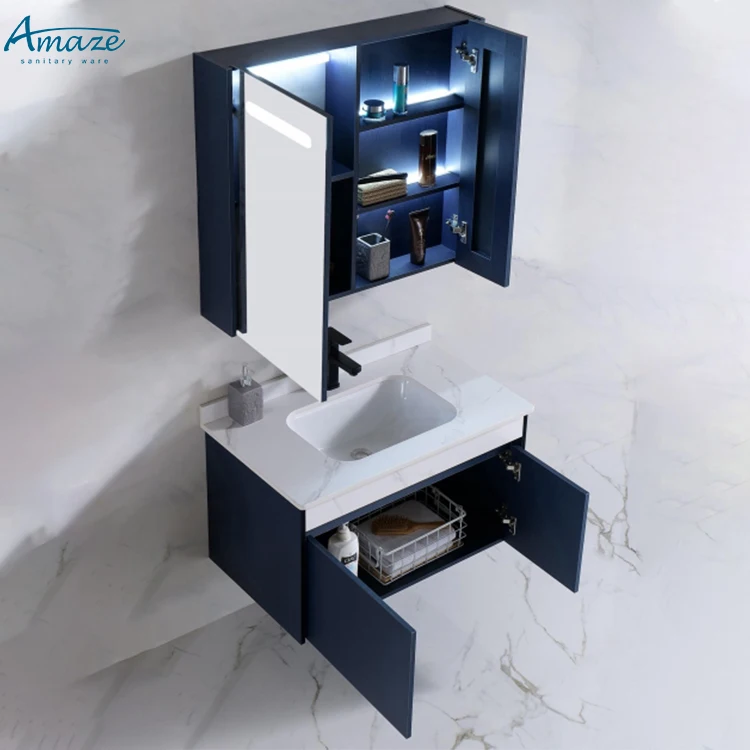 Wholesale custom high-grade plywood storage modern wall mounted bathroom vanity cabinet sink manufacture