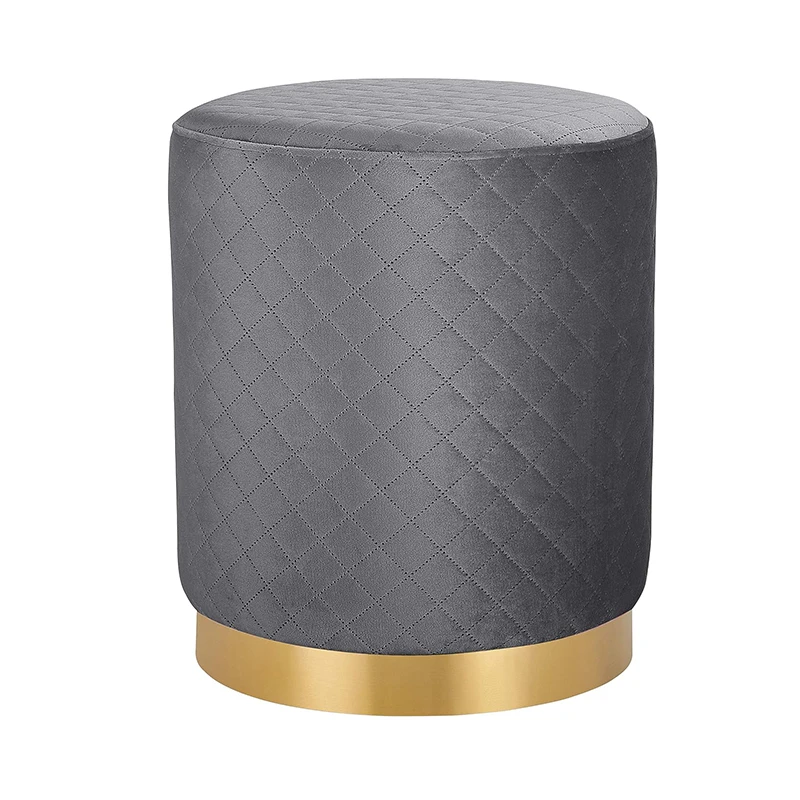 Modern Golden Steel Base Removable European Design Round Pouf Ottoman ...